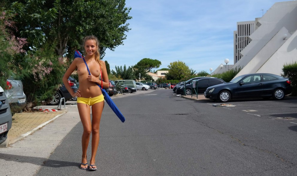Russian teen Katya exhibitionist in cap Part 1