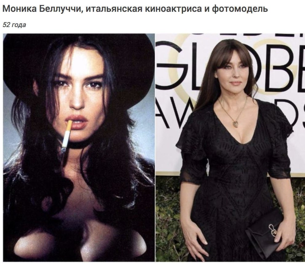 Моника Беллуччи тогда и сейчас