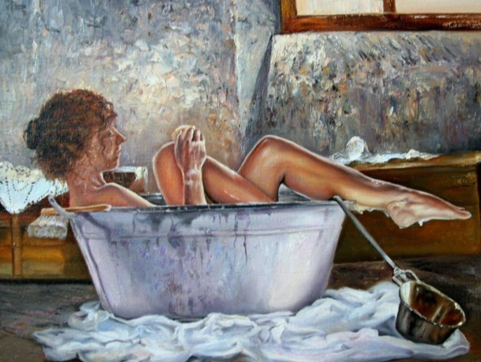 Девушка в бане рисунок