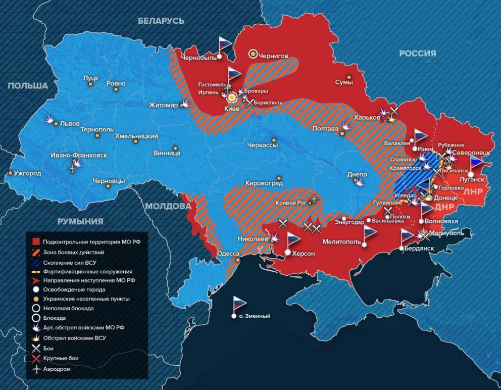 Карта оккупированной территории Украины 2022 года