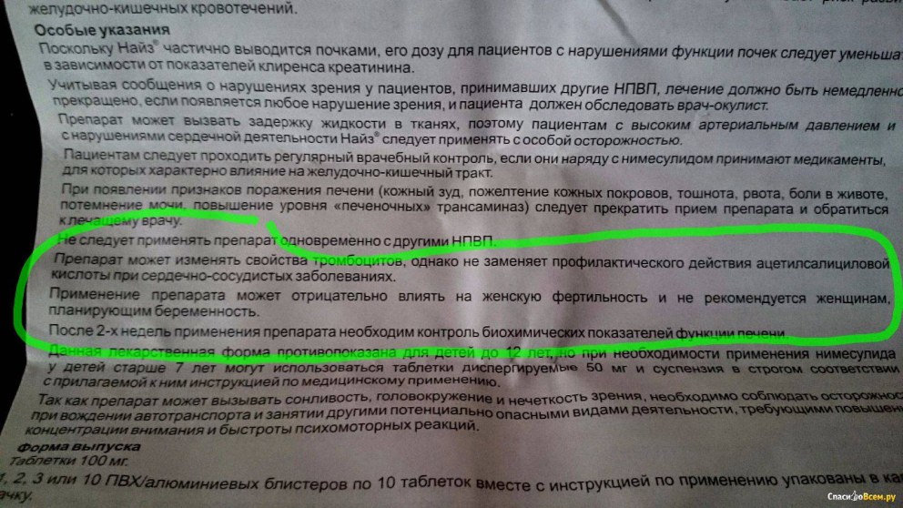 Найз таблетки инструкция