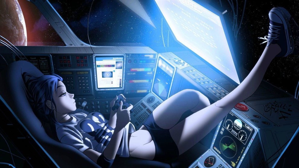 Аниме девушка на космическом корабле